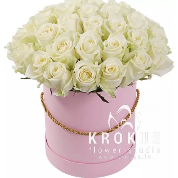 White roses in a box