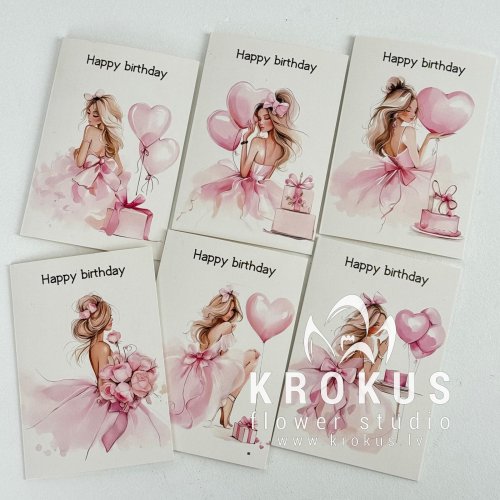 Happy Birthday kārtiņa  (Nejauša izvēle) 9cm x 12cm
